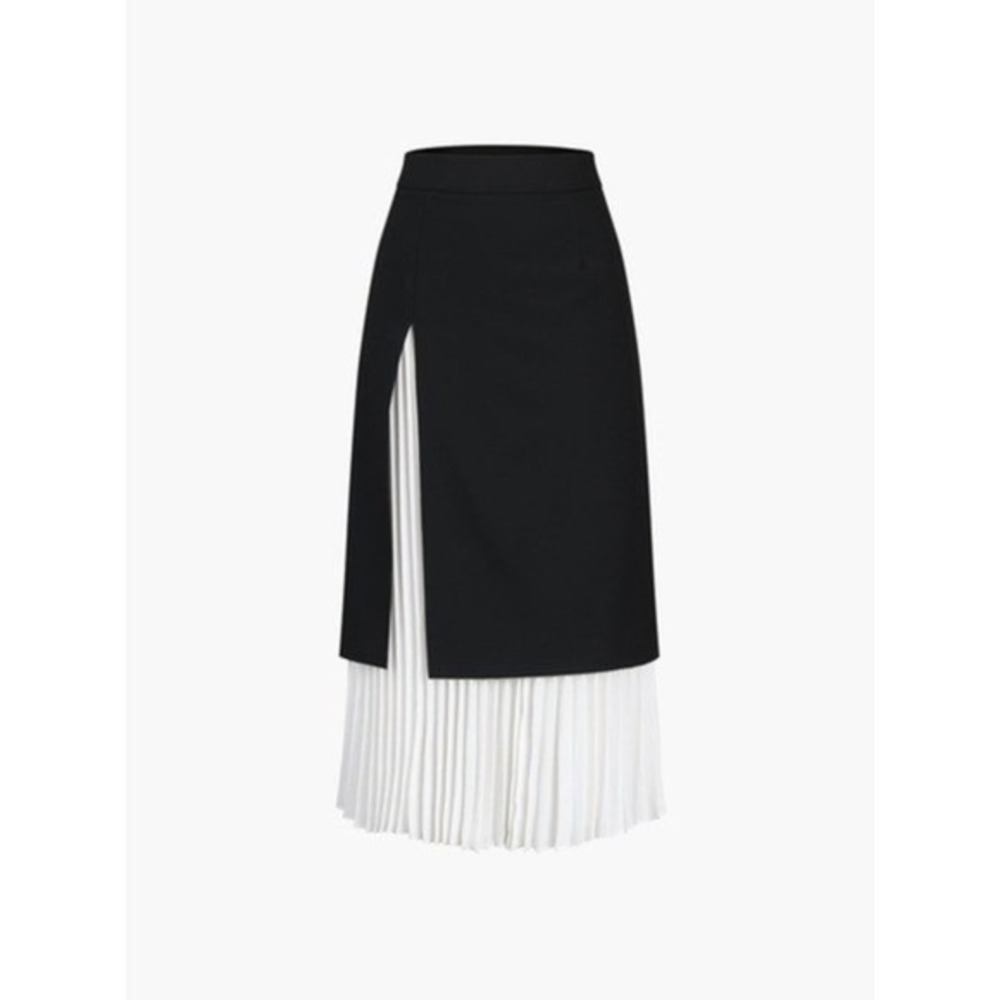 Commense Pleated Midi Skirt Black White Color Block Layered Skirt size XS - Picture 12 of 15
